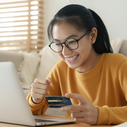 teen girl with credit card