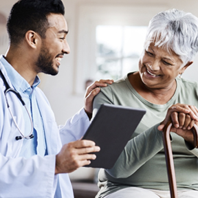 senior woman with doctor